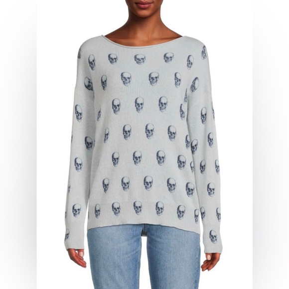 360 CASHMERE💕Gemma Skull Dropped Shoulder Cashmere Sweater Size S - Picture 2 of 13